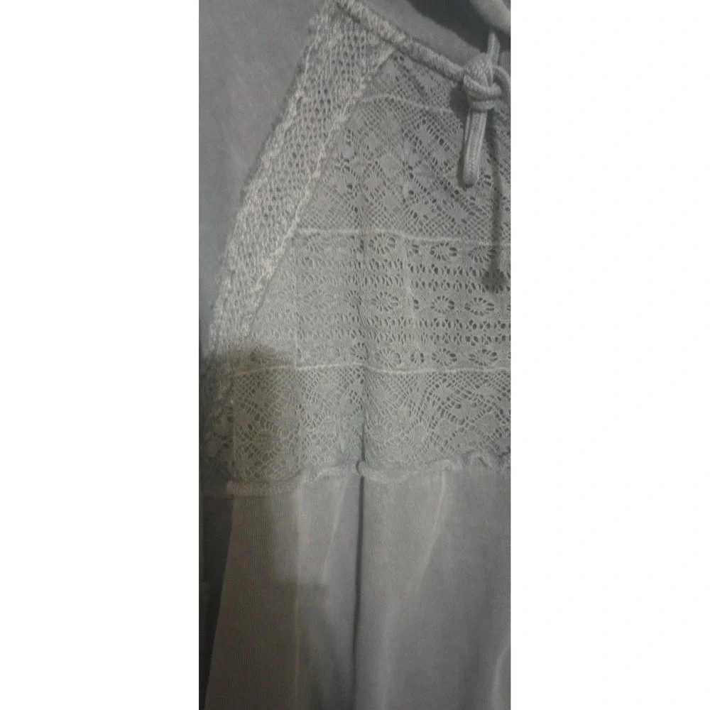Lucky Brand Womens Gray Lace Crochet Full Zip Hoodie Boho Cotton Sweatshirt XL - Picture 3 of 5